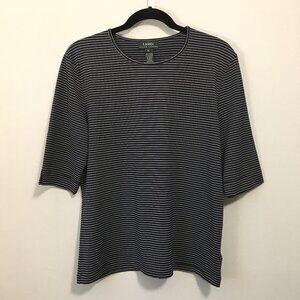 Lauren Ralph Lauren Navy & White Pinstripe Half Sleeve Tee XL